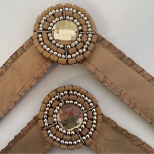Lindsay Phillips Tan Beaded Velcro Straps
